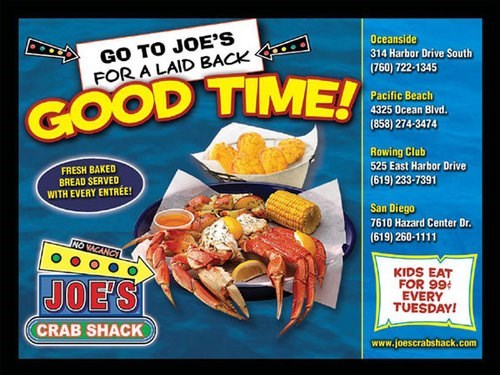 Join the Happy Hour at Joe's Crab Shack in San Diego, CA 92108
